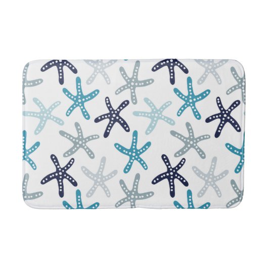 Blauw tongpatroon badmat (Voorkant)