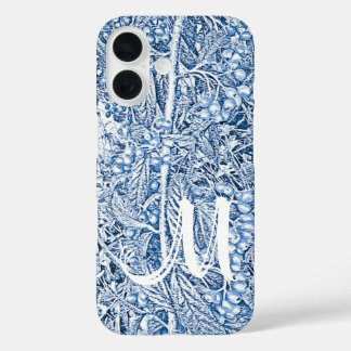  blauw tot monogram iPhone 16 hoesje