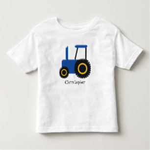 Blauw tractorontwerp gepersonaliseerd kinder shirts