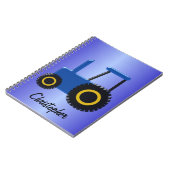 Blauw tractorontwerp gepersonaliseerd notitieboek (Linkerzijde)