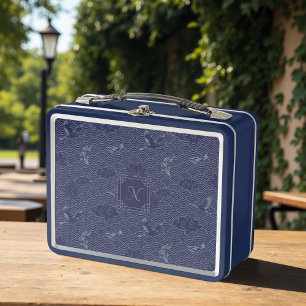 Blauw Traditioneel Japans Golf Seigaiha Monogram