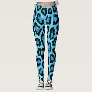 Blauw trendy luipaard patroon leggings