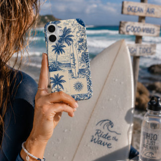 Blauw Tropic Surfboard iPhone 16 Hoesje