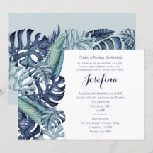Blauw Tropisch Bladerdek Grens Quinceañera