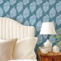 Blauw Tropisch Bladpatroon