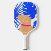 Blauw tropisch eiland gele hond pickleball peddel pickleball paddle (Achterkant)