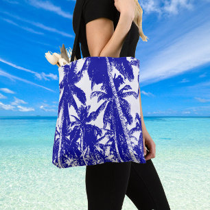 Blauw tropisch eiland Palmbomen Ontwerp Draagtas