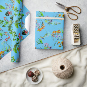 Blauw tropisch paradijs cadeaupapier
