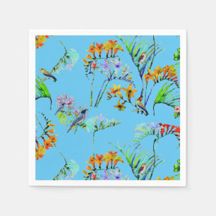 Blauw tropisch paradijs servet