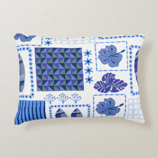 Blauw Tropisch Surfboard Hibiscus Patroon Accent Kussen