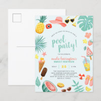 Blauw | Tropische pool Watermeloen ananas