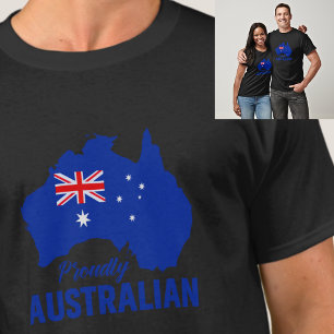 Blauw Trots Australisch, Kaart Vlag Australia Day T-shirt