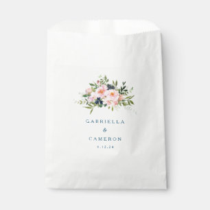 Blauw Trouwen met Vintage Romantische Bloemen Bedankzakje
