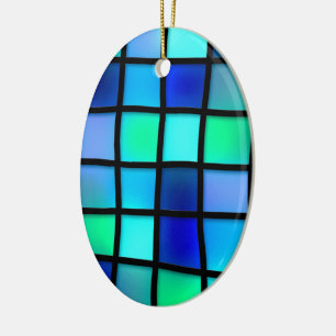Blauw Turkoois Groen Paars Glas-in-lood Kunst Keramisch Ornament