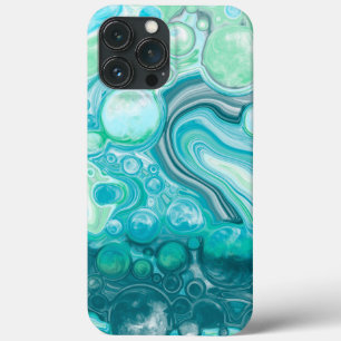 Blauw, turkooise Zee Waves en bubbels iPhone 13 Pro Max Hoesje