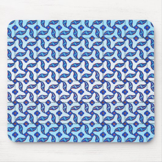 Blauw Turks Iznik Tile Pattern Muismat (Voorkant)