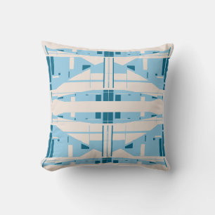 Blauw Turquoise Beige Mediterrane Mozaïek Tiers Kussen