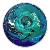 Blauw, Turquoise, Blauwgroen oneindigheid Keramische Knop (Voorkant)
