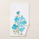 Blauw Turquoise Bloemen Waterverf Handbeschilderd Bad Handdoek (Handdoek)