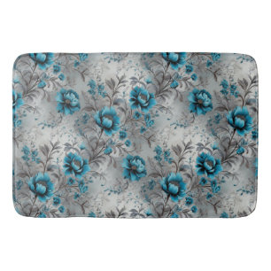 Blauw Turquoise Bloemrijke Levendige Badmat