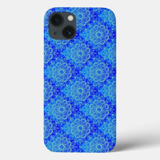 Blauw turquoise boho iPhone hoesje (Achterkant)