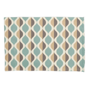 Blauw turquoise bruin Mid Century Modern Retro Vin Kussensloop