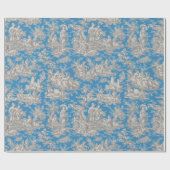  blauw turquoise de jouy bedrukt cadeaupapier (Vlak)