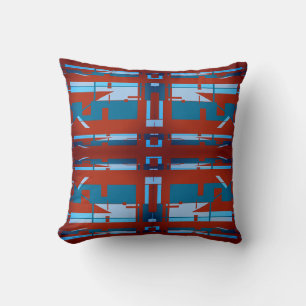 Blauw Turquoise Donkerrood Zuidwestelijke Uitzicht Kussen
