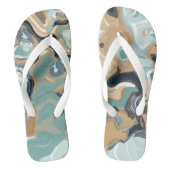 Blauw, Turquoise en Goud Swirled Marmer Teenslippers (Voetbed)