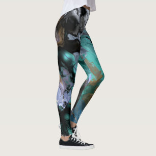Blauw, Turquoise en Paarse abstract Leggings