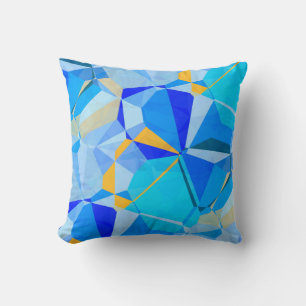 Blauw Turquoise & geel artistiek abstract design Kussen