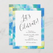 Blauw Turquoise Geel Modern Abstract Kaart (Voorkant / Achterkant)