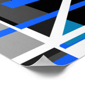 Blauw Turquoise Grey Black White Geometric MXM loo Poster (Hoek)