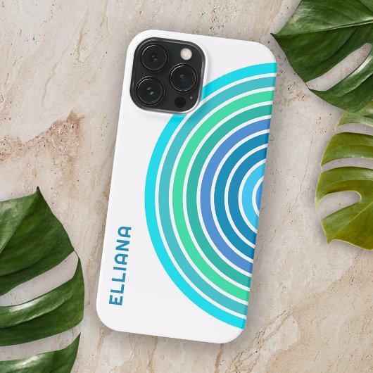 Blauw Turquoise Groen Violet Mideeuw Strepen Case-Mate iPhone Case