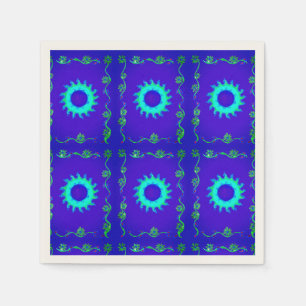 Blauw Turquoise Iriserende Bloem Kunst Servetten
