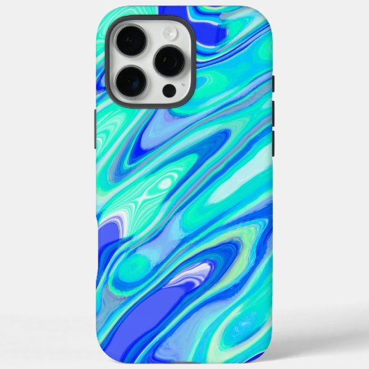 Blauw Turquoise Kleurrijke Abstracte Marmeren Text Case-Mate iPhone Case (Achterkant)