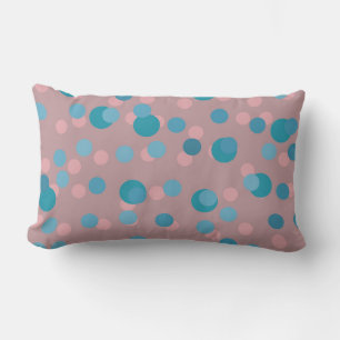 blauw, turquoise, mauve en roze polka stippen kussen