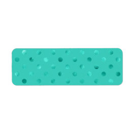 Blauw Turquoise Metallic Faux Folie Polka Dot Aqua Etiket