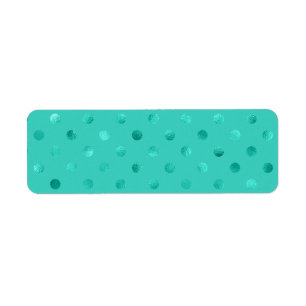 Blauw Turquoise Metallic Faux Folie Polka Dot Aqua Etiket