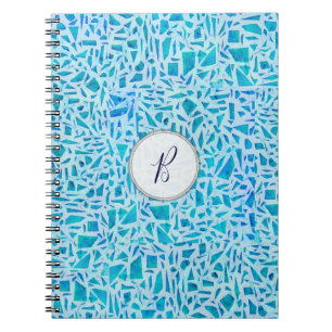 Blauw Turquoise Mozaïek Glas Tegels Modern Chic Notitieboek