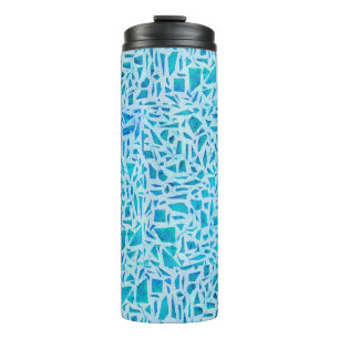 Blauw Turquoise Mozaïek Glas Tegels Modern Chic Thermosbeker