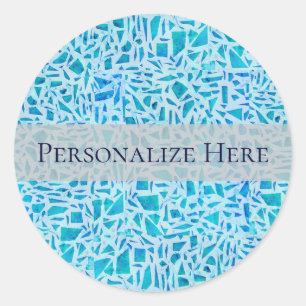 Blauw Turquoise Mozaïek Glas Tegels Moderne Chic F Ronde Sticker