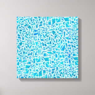Blauw Turquoise Mozaïek Glazen Tegels Modern Chic Canvas Afdruk