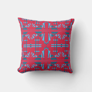 Blauw Turquoise Rood Mediterraan Groot Mozaïek Kussen