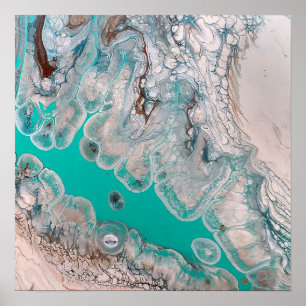Blauw Turquoise Steen Uitzicht Marmer Kunst Uniek Poster