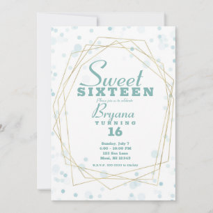 Blauw Turquoise Stippen & Gouden Geometrische Mode Kaart