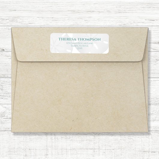 Blauw Turquoise Strand Zand Dollar Custom Etiket