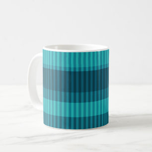 blauw turquoise tinten gestreept verticaal patroon koffiemok