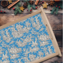 Blauw Turquoise Toile de Jouy Frans Scene