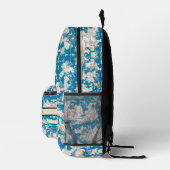 blauw turquoise toile de jouy monogram dopp bedrukte rugzak (Rechts)